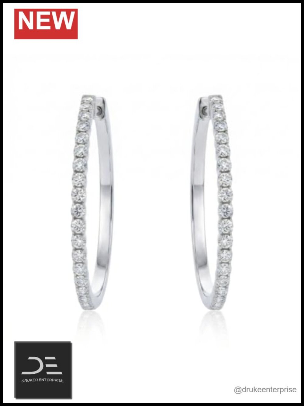 Diamond Hoop Earrings for Women Lab Grown Diamond 925 Sterling Silver White
